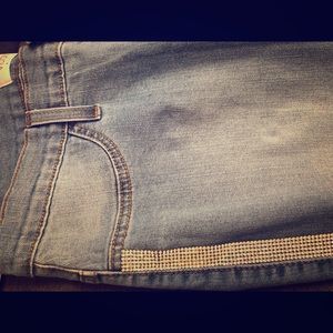 Sparkle embellished striped jean